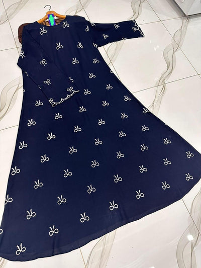 Chiffon Embroidered Classic Abaya - 1 Pcs in Maroon, Black & Blue