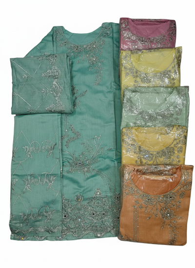 Embroidered Chiffon Dress – Elegant 3-Piece Party Wear