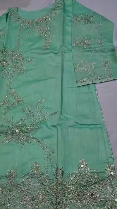 Embroidered Chiffon Dress – Elegant 3-Piece Party Wear