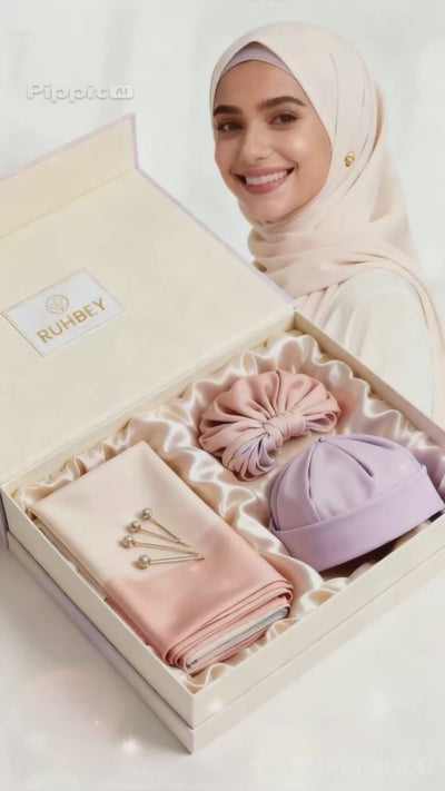 Premium Hijab Box by RUHBEY – Hijab, Pin, Cap & Free Gift Inside