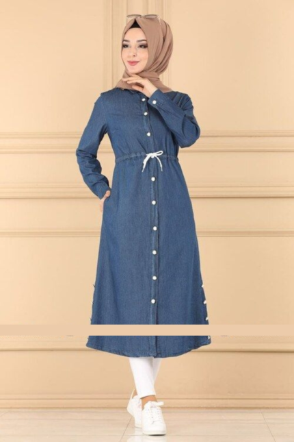 Dark Blue Denim Coat for Women