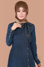 Blue Denim Abaya | Stylish Front Open Abaya - Image 3