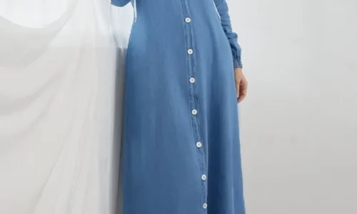 Light Blue Hoodie Abaya
