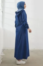 Light Blue Hoodie Abaya with Side Pocket - Image 11