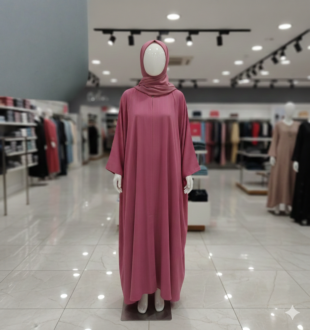 RUHBEY Butterfly Style Abaya for Women – Loose Fit Modest Jilbab | Mauve Pink Affordable Abayas| Islamic Clothing| Modest Wear