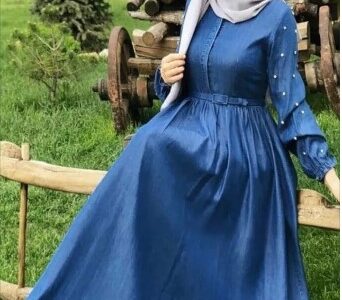 Light Blue Denim Abaya