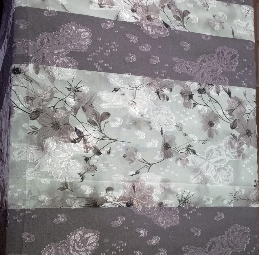 Georgette Autumn Floral Jacquard Fabric with Elegant Print - Image 4