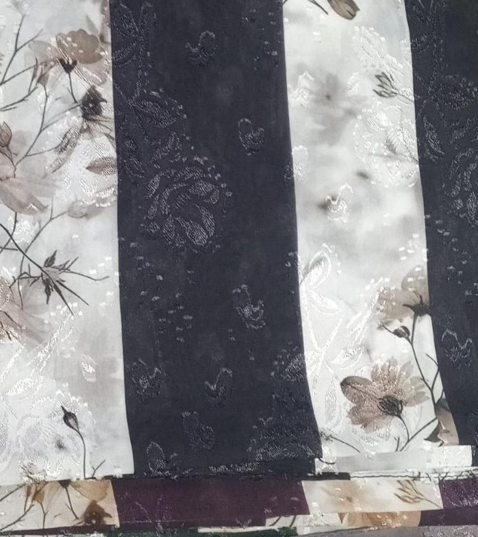 Georgette Autumn Floral Jacquard Fabric with Elegant Print - Image 7