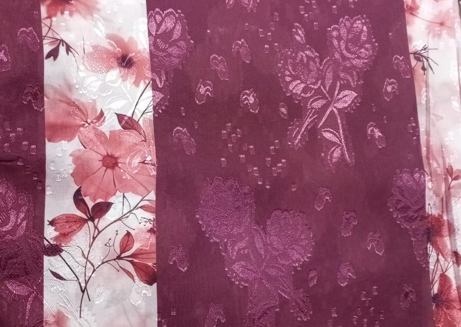 Georgette Autumn Floral Jacquard Fabric with Elegant Print - Image 5