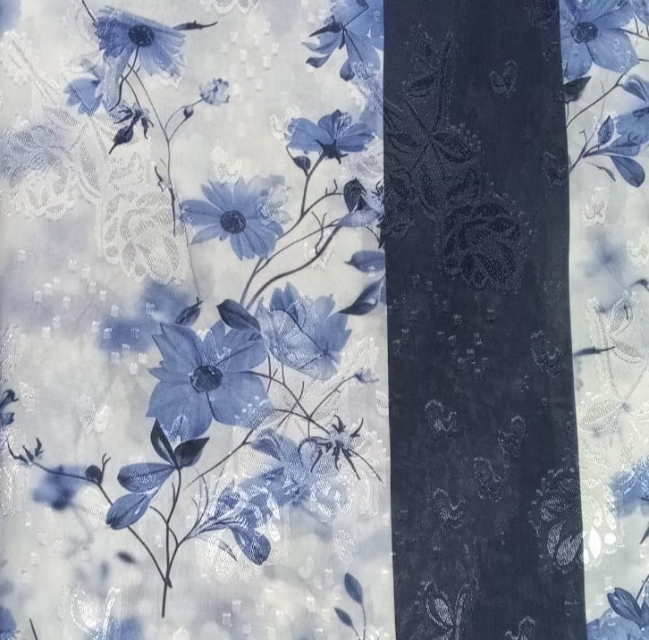 Georgette Autumn Floral Jacquard Fabric with Elegant Print