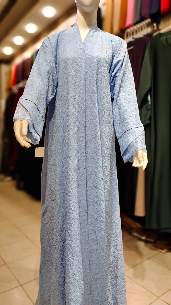 Bubble Crepe Lace Cuff Cut Abaya (All Colors Available ) - Image 2