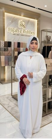 White Nikah Abaya | Luxury Bridal Abaya Online - Image 3