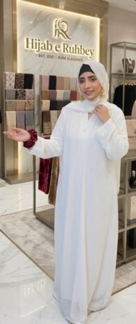 White Nikah Abaya | Luxury Bridal Abaya Online - Image 2