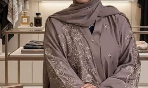 Embroidered Abaya with Hijab | Ruhbey