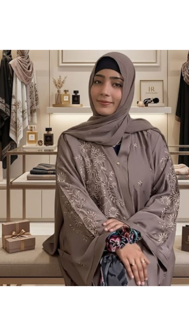Embroidered Abaya with Hijab | Ruhbey