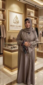 Designer Embroidered Abaya with Hijab | Ruhbey - Image 3
