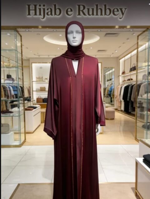 Elegant Maroon Abaya | Premium Modest Fashion | RUHBEY