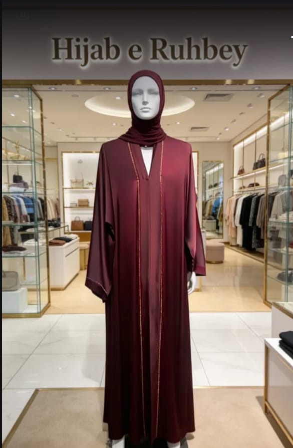 Elegant Maroon Abaya | Premium Modest Fashion | RUHBEY